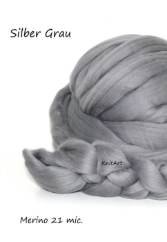 Merino Uni 21 mic., Silber Grau